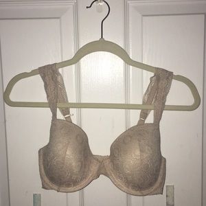 Aerie Real Happy Demi Bra Nude Floral Lace 32DD /E